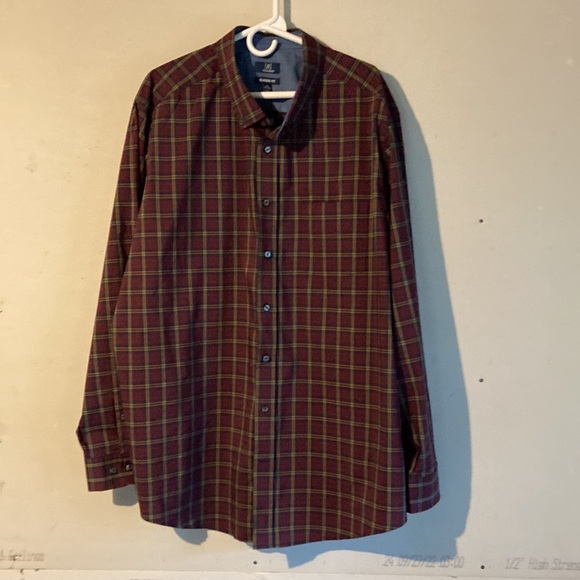 George Plaid y2k ClassicBolo Fit Man Button Down Boho Shirt Long Sleeve Size 3XL - Picture 3 of 10